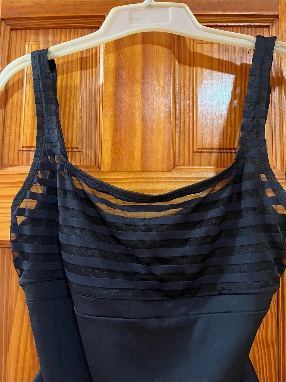Anne Cole Black One-Piece Swimsuit  Gold Logo Accent Beach Wear Euro Summer 12